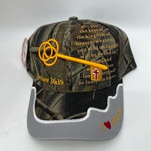 Green and Gray Baseball Cap with Yellow Embroidery One Size I❤️Jesus Hat Unisex